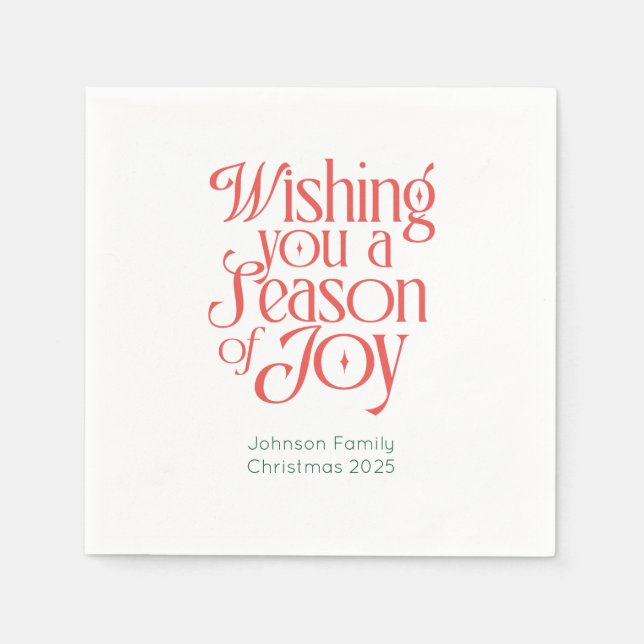 Guardanapo De Papel Season of Joy Holiday Napkins Personalized (Frente)
