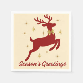 Guardanapo De Papel Season’s Greetings Red Reindeer Paper Napkin