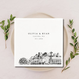 Guardanapo De Papel Seattle Skyline Wedktail Napkin