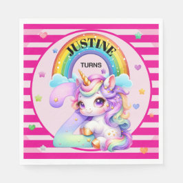 Guardanapo De Papel Segundo aniversário Arco-íris e Unicórnio