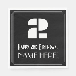 Guardanapo De Papel segundo aniversário: Art Deco Inspira "2" + Nome