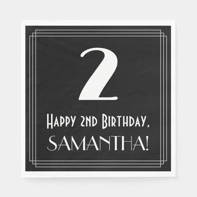 Guardanapo De Papel segundo aniversário ~ Arte Deco Inspirou a aparênc (Frente)