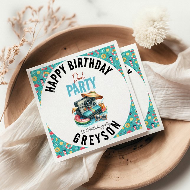 Guardanapo De Papel Segundo aniversário da Piscina de Verão (Criador carregado)