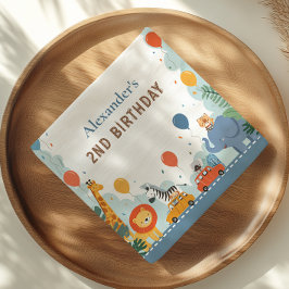 Guardanapo De Papel Segundo aniversário De Carro Safari Race