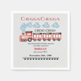 Guardanapo De Papel Segundo aniversário de Comboios Vermelhos Cáudia