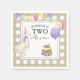 Guardanapo De Papel Segundo aniversário de Ganso de Aquarela