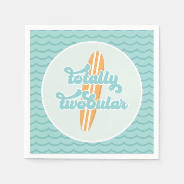 Guardanapo De Papel Segundo aniversário de praia com Surf duplo (Frente)