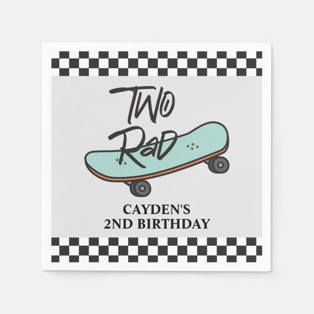 Guardanapo De Papel Segundo aniversário De Rad Da Placa Do Skate (Frente)
