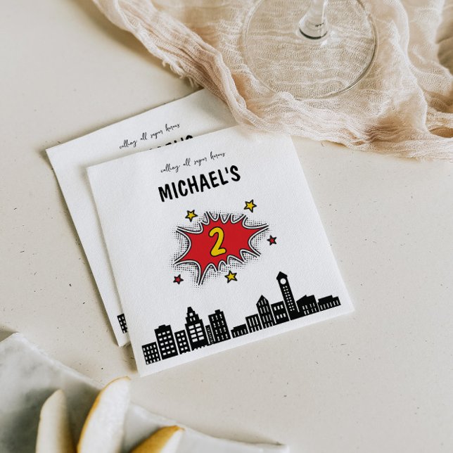 Guardanapo De Papel Segundo aniversário de Super Herói Dinâmico (Criador carregado)