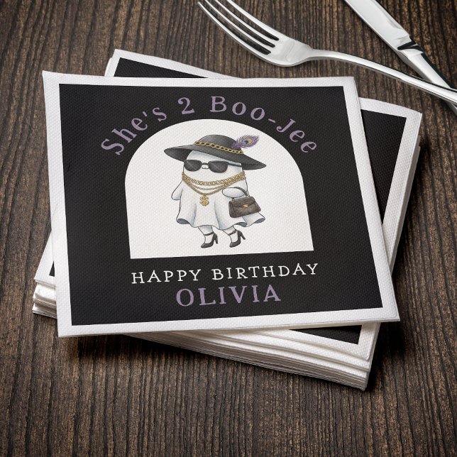 Guardanapo De Papel Segundo aniversário do Halloween - Fantasma Dois B (Halloween 2nd Birthday Party Ghost Two Boujee Napkins
)