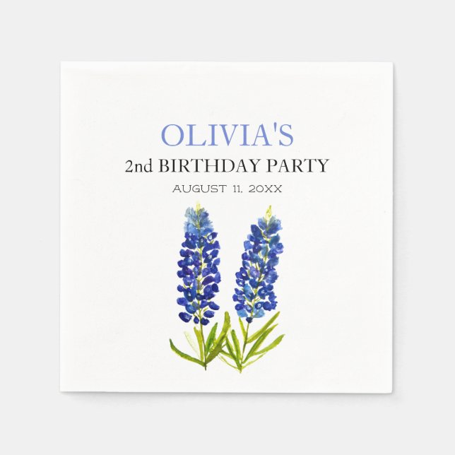 Guardanapo De Papel segundo aniversário Fora de Bluebonnets Flores Men (Frente)