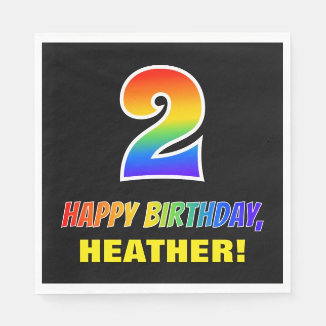 Guardanapo De Papel segundo aniversário: Negrito, Divertido, Simples,  (Frente)