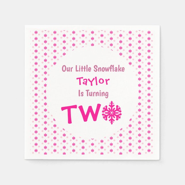 Guardanapo De Papel Segundo aniversário Pequeno Floco de Neve (Frente)