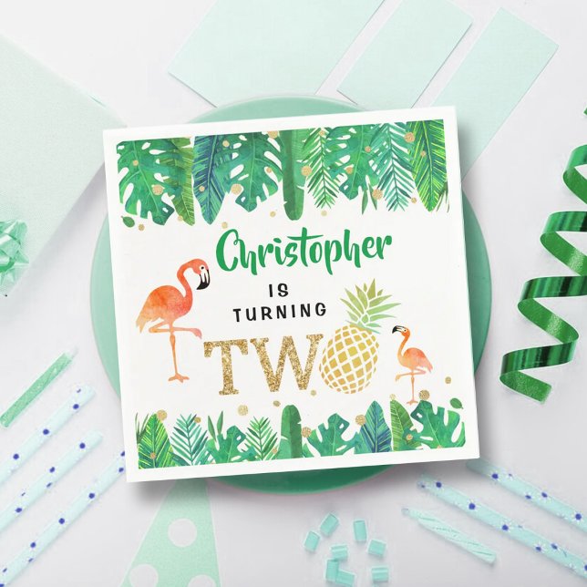 Guardanapo De Papel Segundo aniversário Tropical Summer Beach Luau Boy (Criador carregado)