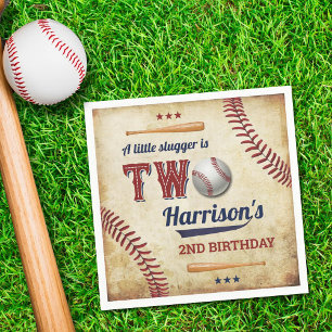 Guardanapo De Papel Segundo aniversário Vintage Baseball Boys
