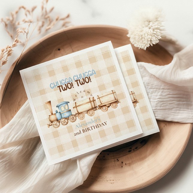 Guardanapo De Papel Segundo aniversário Vintage Train (Criador carregado)