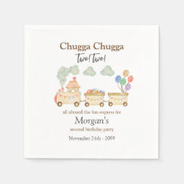 Guardanapo De Papel segundo aniversário Watercolor Brown Train Fund Ex
