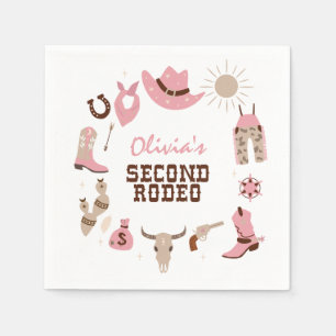 Guardanapo De Papel Segundo Rodeio Rosa Caubói Western Aniversário de