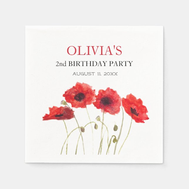 Guardanapo De Papel segundo Segunda Festa de aniversário Poppies Baby  (Frente)