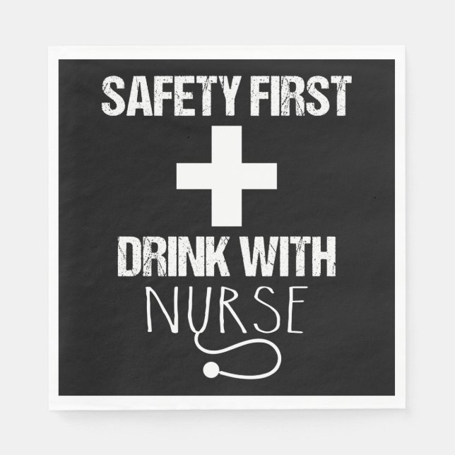 Guardanapo De Papel Segurança Primeira Bebida Com Enfermeira (Frente)