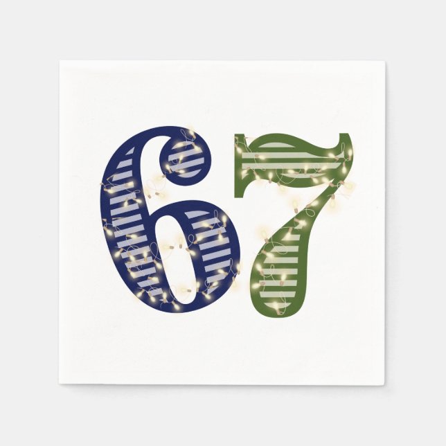 Guardanapo De Papel Seis Sete 6 7 Tendência Azul e Verde Moderno (Frente)