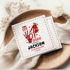 Guardanapo De Papel Seis Sete Aniversário Esqueleto Mãos Festa