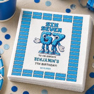 Guardanapo De Papel Seis Sete Meme 7º Aniversário Divertido Moderno
