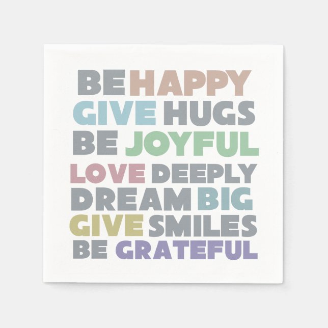 Guardanapo De Papel Seja feliz tipografia (Frente)