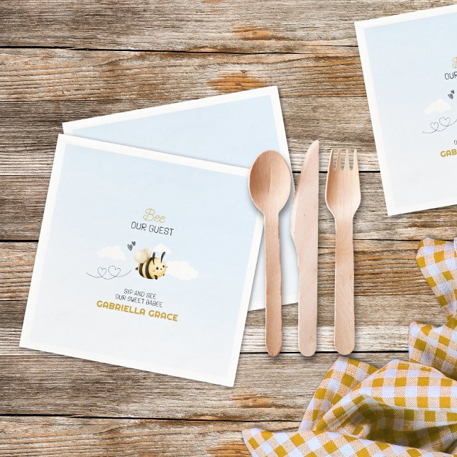 Guardanapo De Papel Seja Nosso Convidado Sip e Veja  (Bee Theme Sip and See Napkin )
