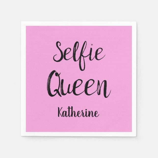 Guardanapo De Papel Selfie Queen Name Personalised Pink (Frente)