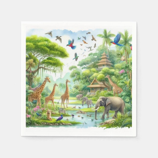 Guardanapo De Papel Selva de safari tropical Napkins (Frente)
