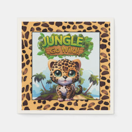 Guardanapo De Papel Selva Impressa Leopardo Whimsical Go Wild Kitty 🐆