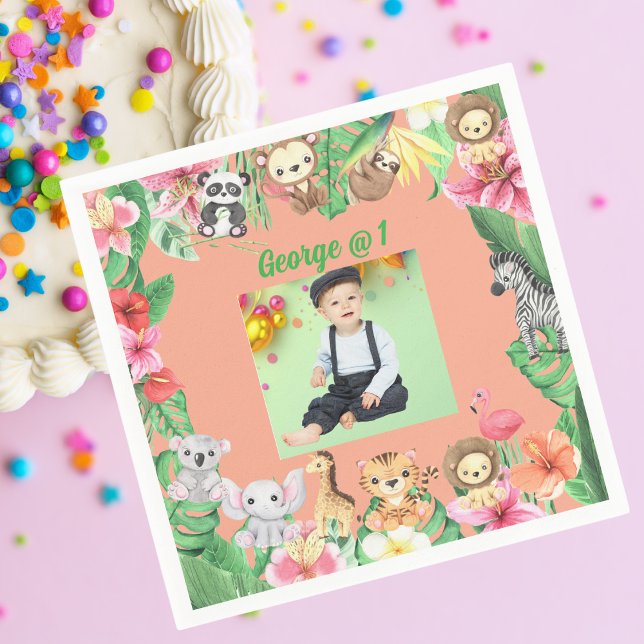 Guardanapo De Papel Selva Selvagem Safari - Partido primeiro aniversar (Criador carregado)