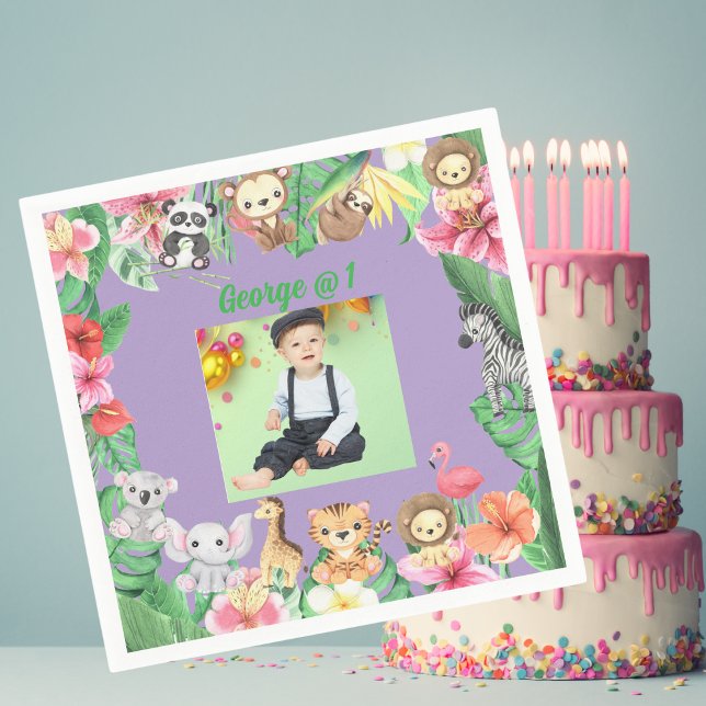 Guardanapo De Papel Selva Selvagem Safari - Partido primeiro aniversar (Criador carregado)