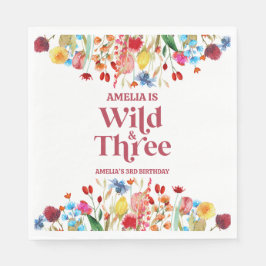 Guardanapo De Papel Selvagem e Três aniversário de 3 anos