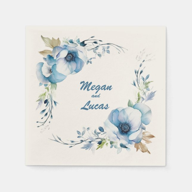 Guardanapo De Papel Sempre Azul: Casamento Personalizado Napkins (Frente)