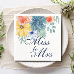 Guardanapo De Papel Senhorita Para a Sra. Floral Succulent Macaron Chá<br><div class="desc">Senhorita Para a Festa de Papel de Chá de panela de Macaron,  Suculente Floral,  Napkins apresenta flores elegantes de aquarela em um fundo branco. Personalize editando o texto nas caixas de texto fornecidas. Projetado para você por ©Evco Studio www.zazzle.com/store/evcostudio</div>