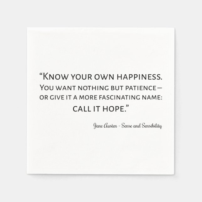 Guardanapo De Papel Sense And Sensibility Quote I (Frente)