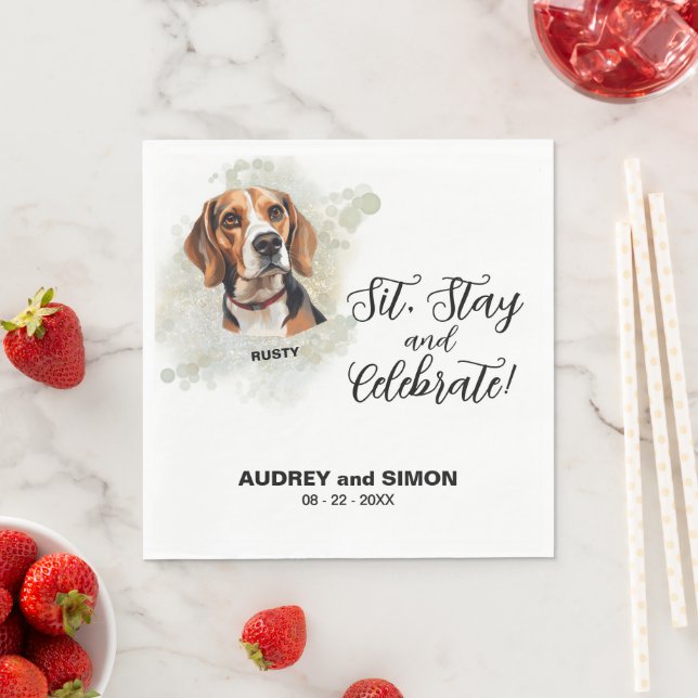 Guardanapo De Papel Sente-se, fique e comemore o casamento de Beagle (Insitu)