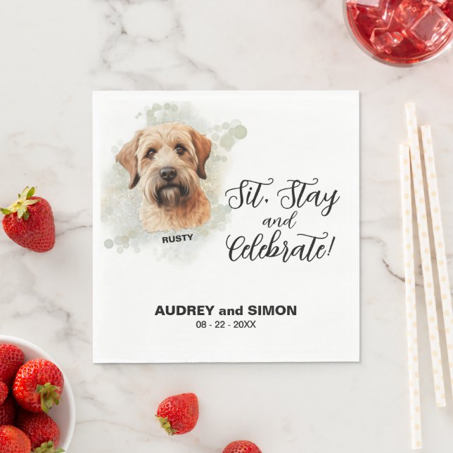 Guardanapo De Papel Sente-se, fique e comemore o terrier de roda reves (Insitu)