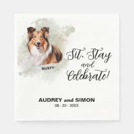 Guardanapo De Papel Sente-se, fique e comemore Shetland Sheepdog