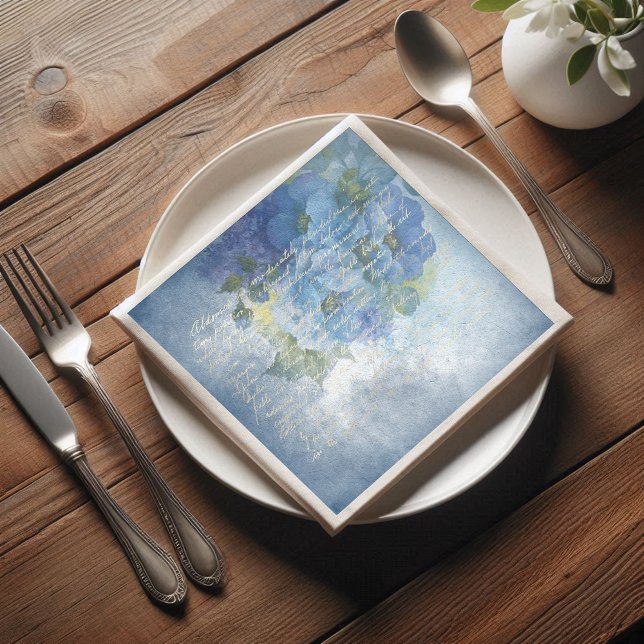 Guardanapo De Papel Separação de Populações de Aquarela Floral Azul (Criador carregado)