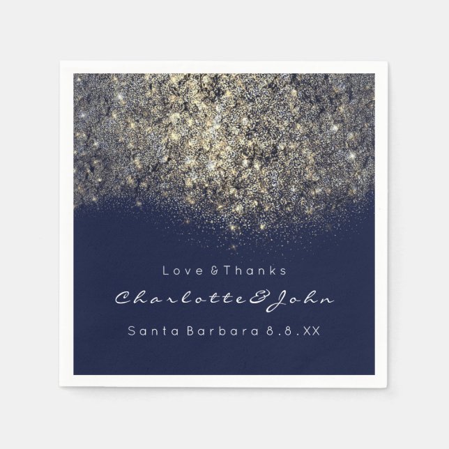 Guardanapo De Papel Sepia Dourada Glitter Blue Marinho Sequência Confe (Frente)