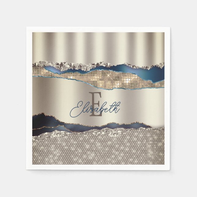 Guardanapo De Papel Sequências Legais de Agatos Azuis de Indigo (Frente)