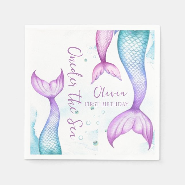 Guardanapo De Papel Sereia Abre A Sereia Do Mar (Frente)