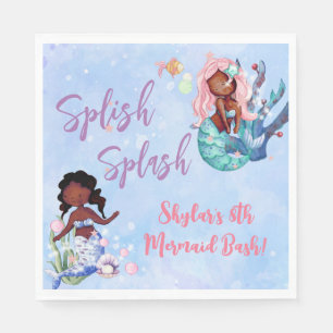 Guardanapo De Papel Sereia afro-americana Sparkle Bash Birthday