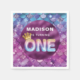 Guardanapo De Papel Sereia, Aniversário Personalizado Azul Rosa