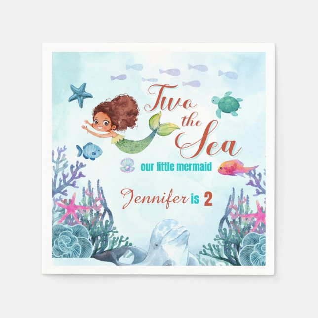 Guardanapo De Papel Sereia Castanha Dois segundo aniversário das Rapar (Frente)