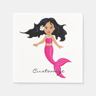 Guardanapo De Papel Sereia de cauda rosa-branca Thunder_Cove
