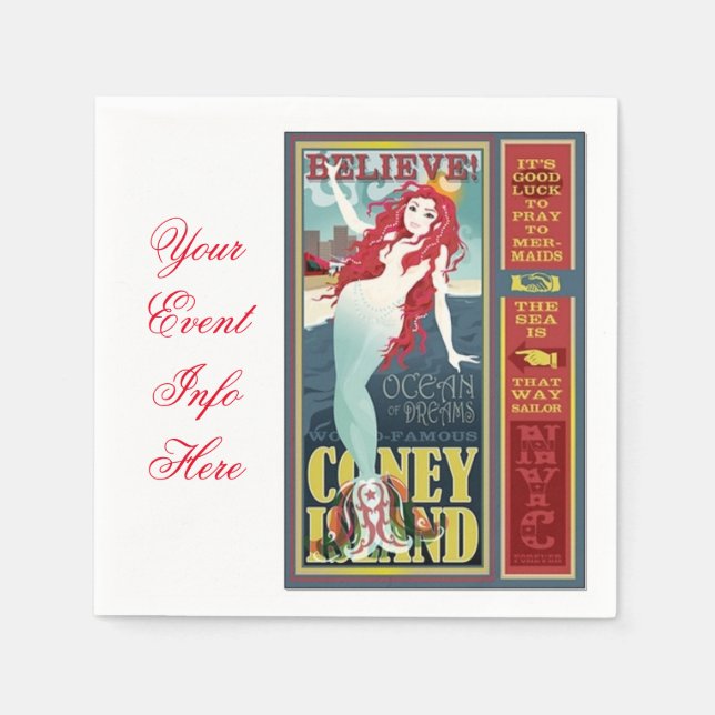 Guardanapo De Papel sereia de coney Island (Frente)